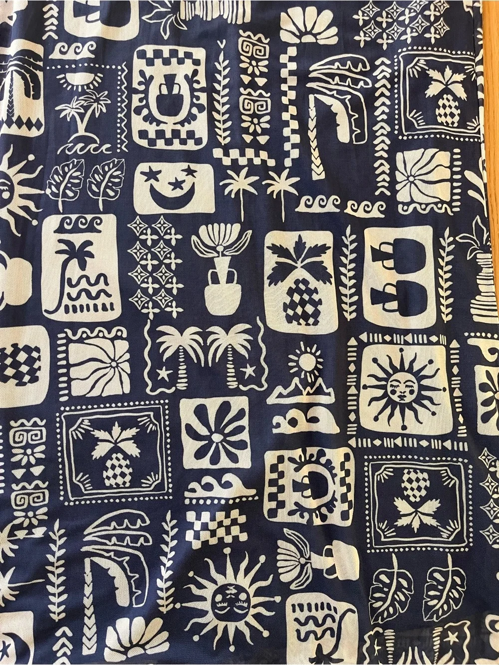 See You Monday Boho Navy and Cream Printed Maxi Skirt